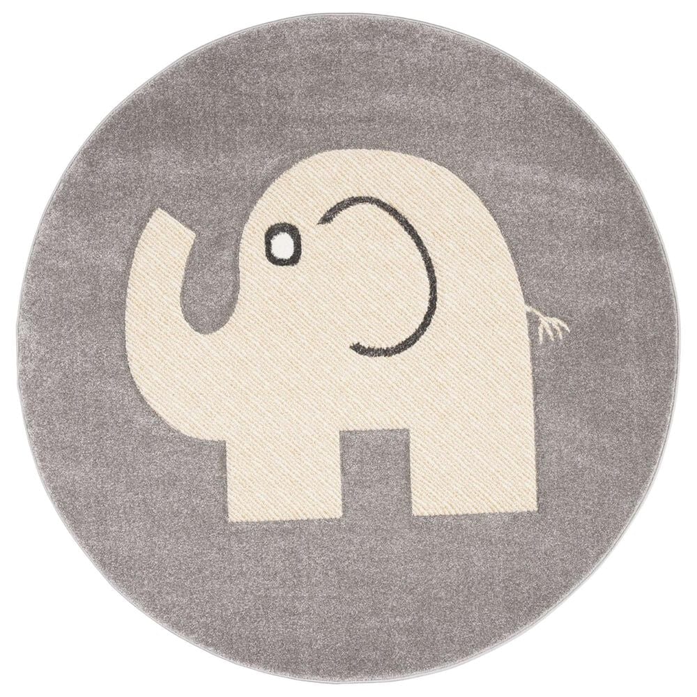 Safavieh Carousel CRK165 6"7" Round Grey and Ivory Kids Area Rug, , large