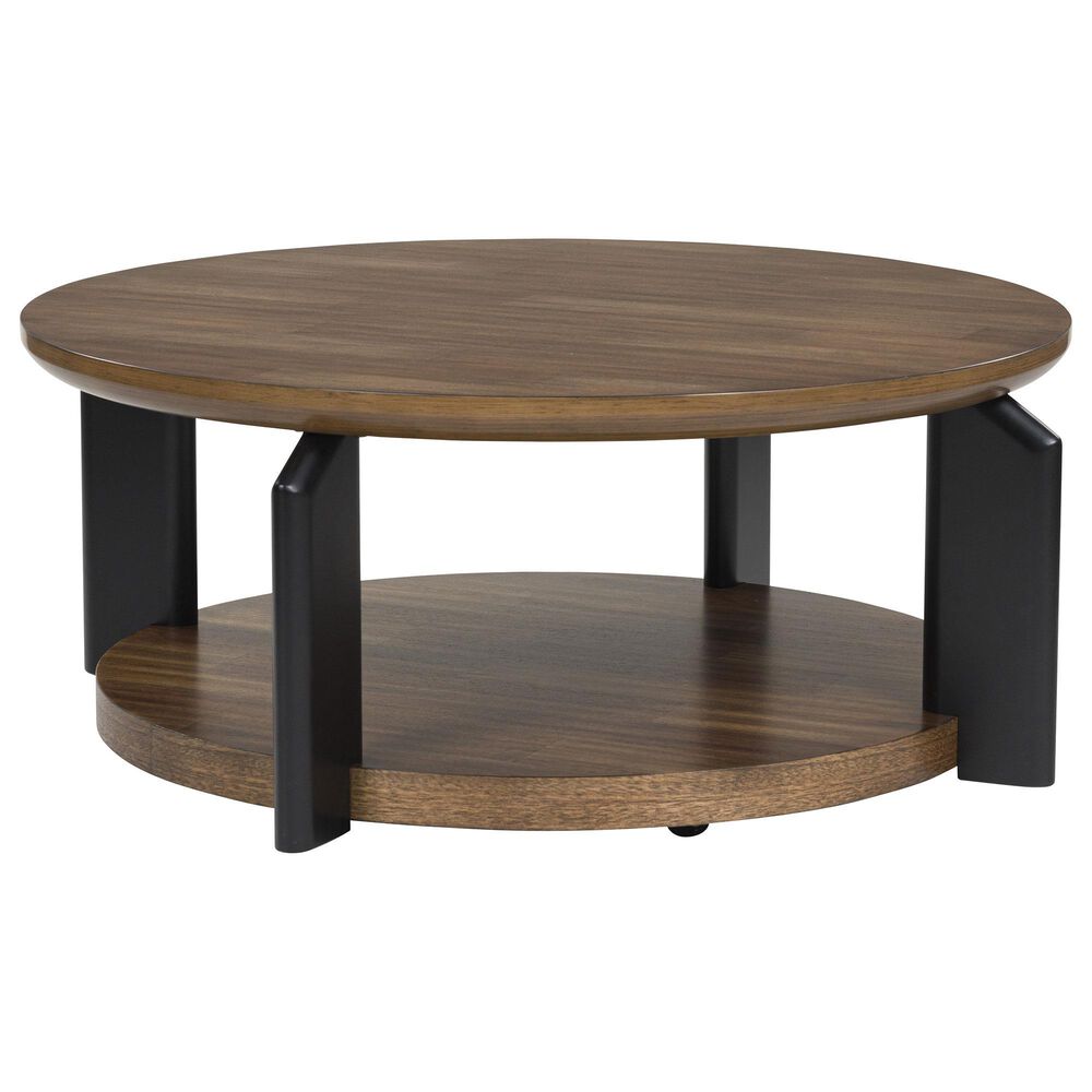 Ashley Kraeburn Round Cocktail Table in Brown and Black, , large