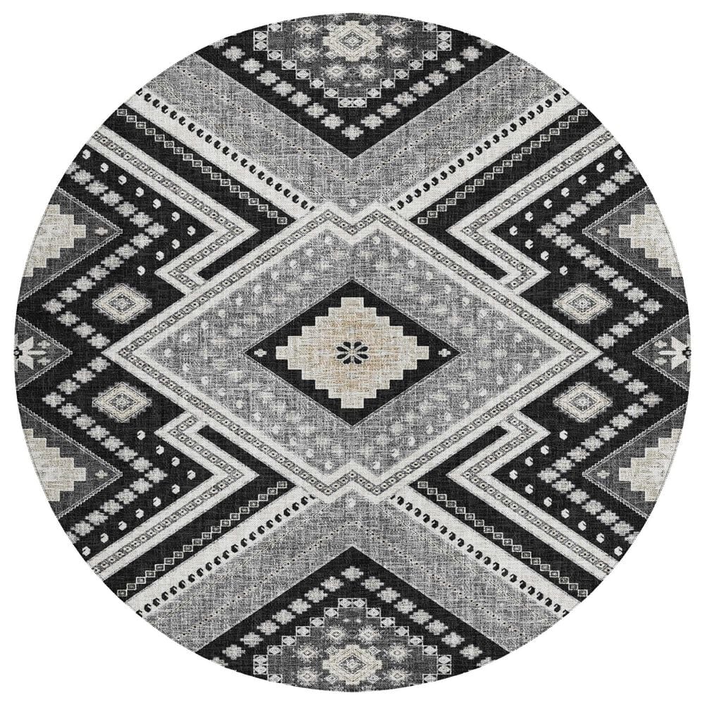 Dalyn Rug Company Portico PO5 Black 8" Round Area Rug, , large