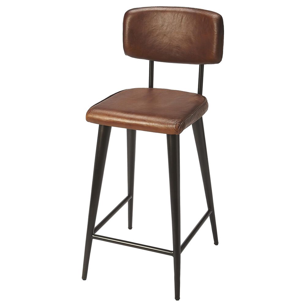 Butler Saddle Counter Stool in Dark Brown, , large