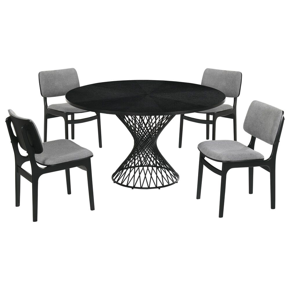 Blue River Cirque and Lima 5-Piece Round Dining Set in Black, , large