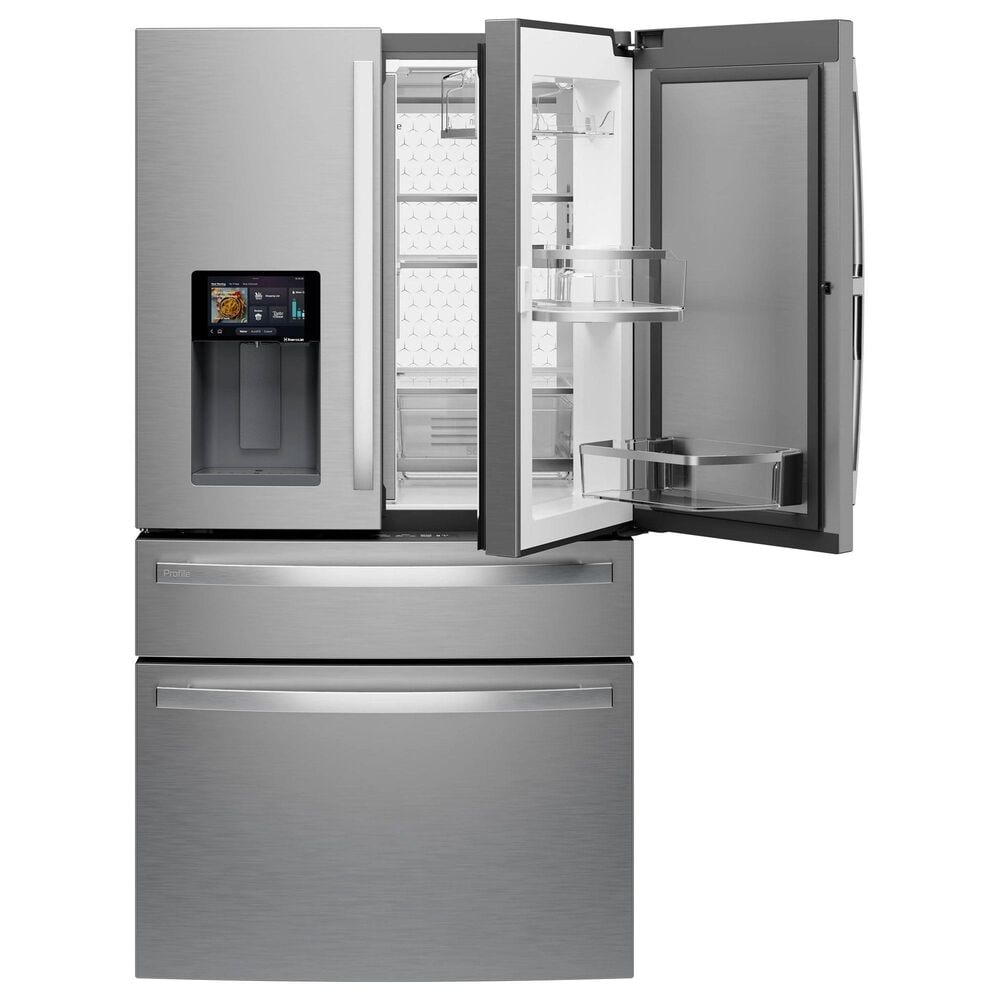GE Profile 22.4 Cu. Ft. Smart Counter-Depth 4-Door French-Door Refrigerator with Kitchen Assistant in Fingerprint Resistant Stainless Steel, , large