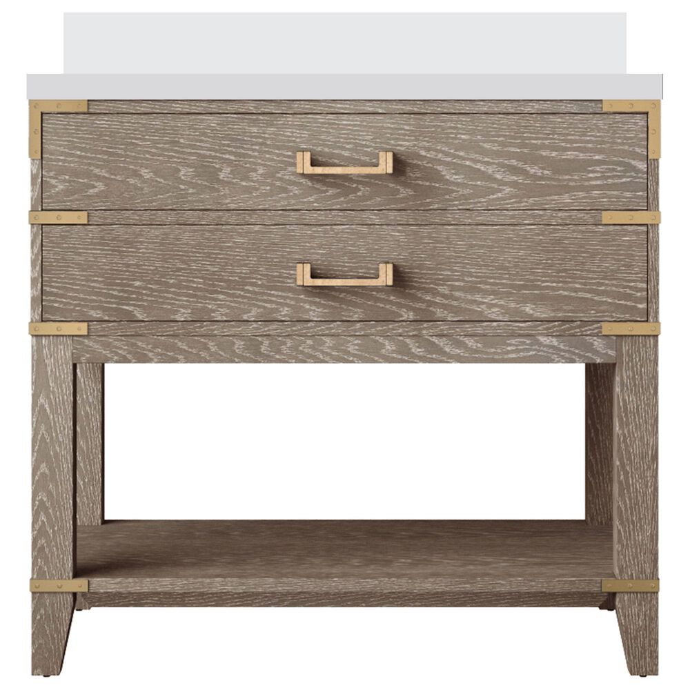 Lexora Home Norwalk 36&quot; Single Bathroom Vanity in Grey Oak with White Quartz Top and Rectangular Sink, , large