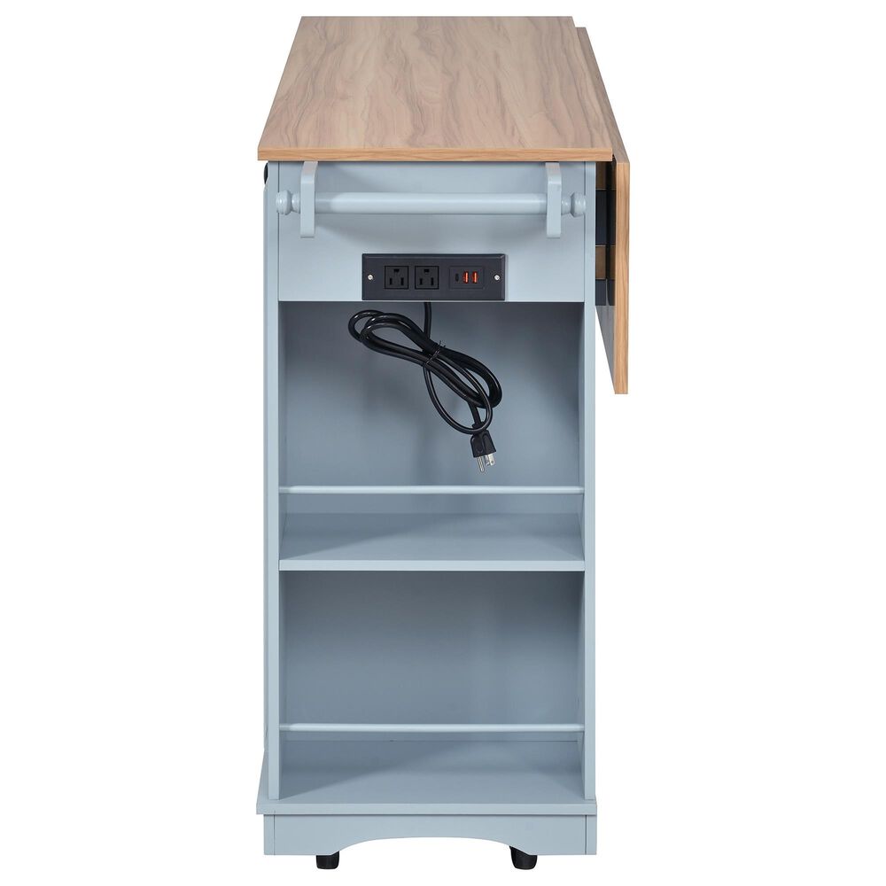 HOMLUX 54" Mobile Kitchen Island with Glass Door Storage in Grey and Blue, , large