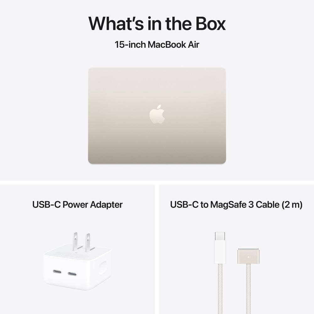 Apple MacBook Air 15-inch Laptop M4 chip - 10 Core CPU - 10 Core GPU - 24GB Memory - 512GB SSD - Starlight &#40;Latest Model&#41;, , large