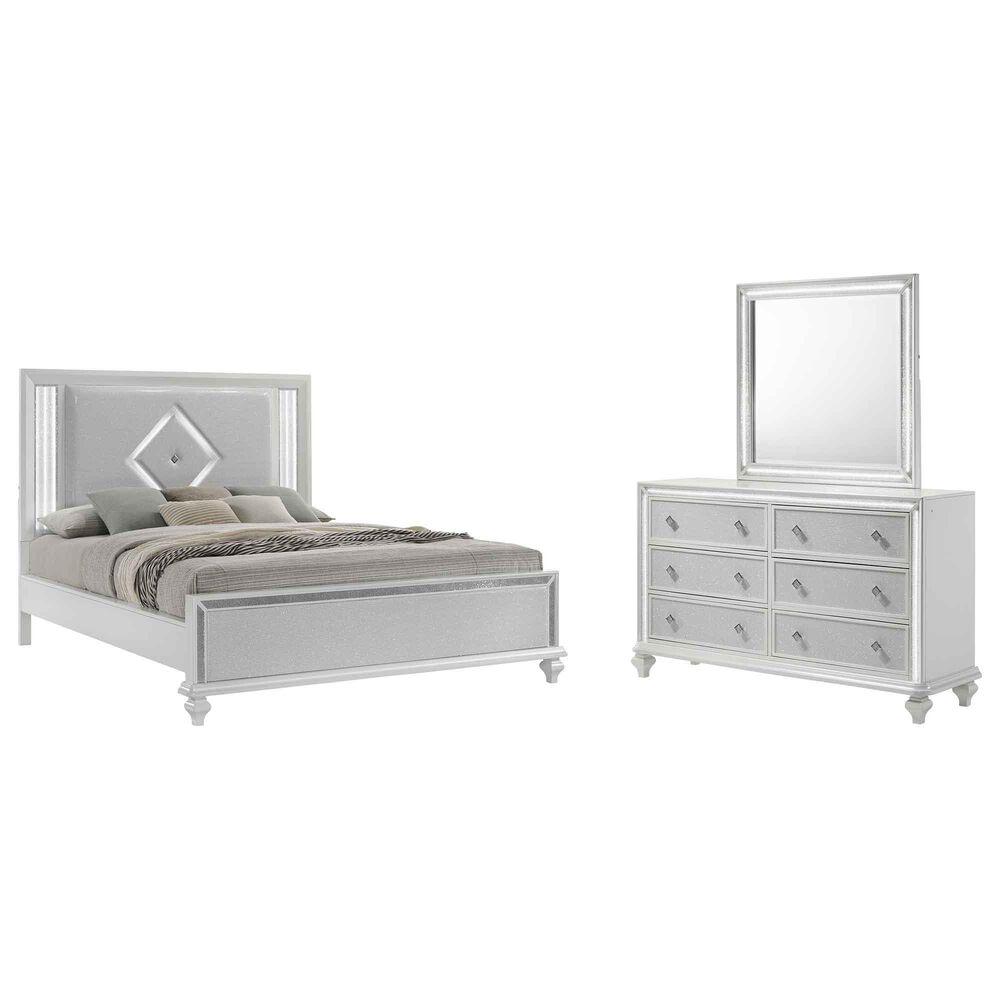 New Heritage Design Stardust 3-Piece Queen Bedroom Set in White and Silver, , large