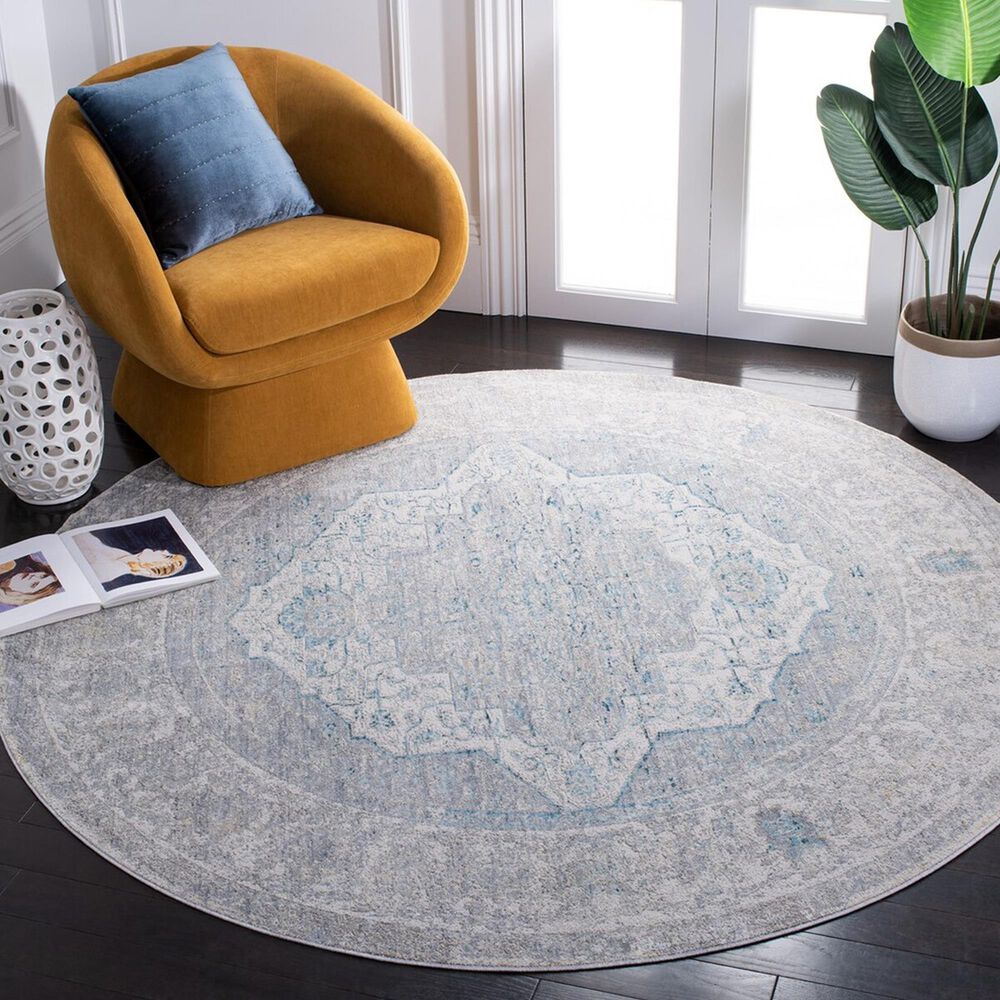 Safavieh Dream DRM401H 6&#39;7&quot; Round Grey and Blue Area Rug, , large