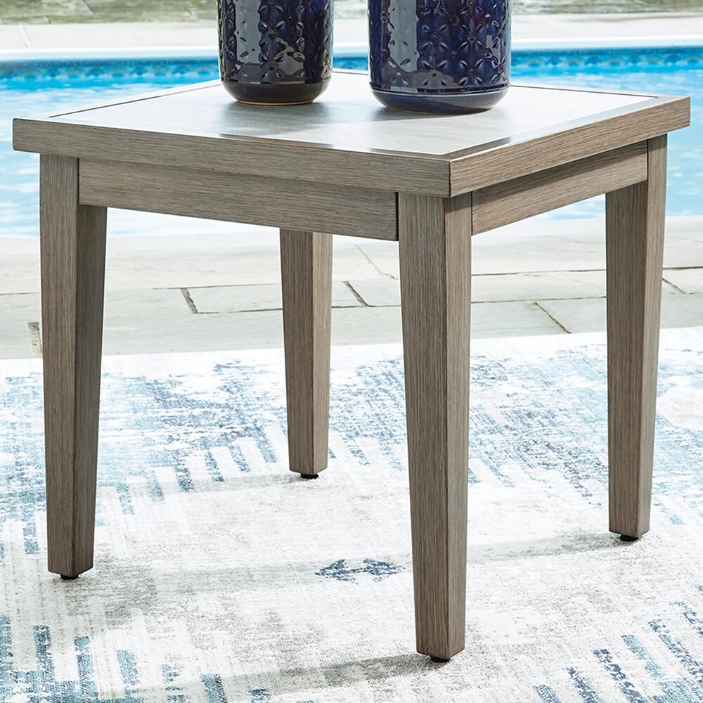 Ashley Rainier Ranch Patio Square End Table in Brown and Beige, , large