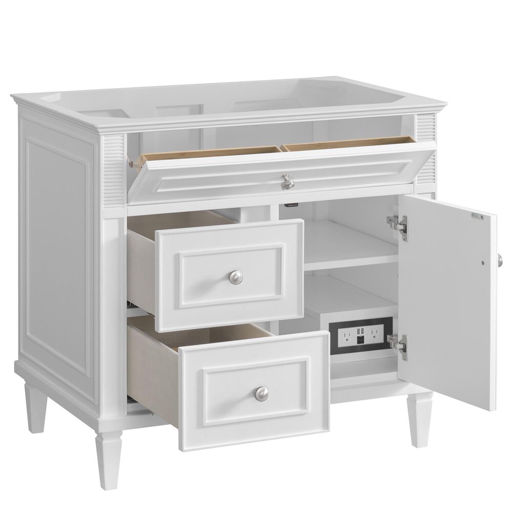James Martin Vanities Lorelai 36&quot; Single Vanity in Bright White with 3 cm White Zeus Quartz Top, , large