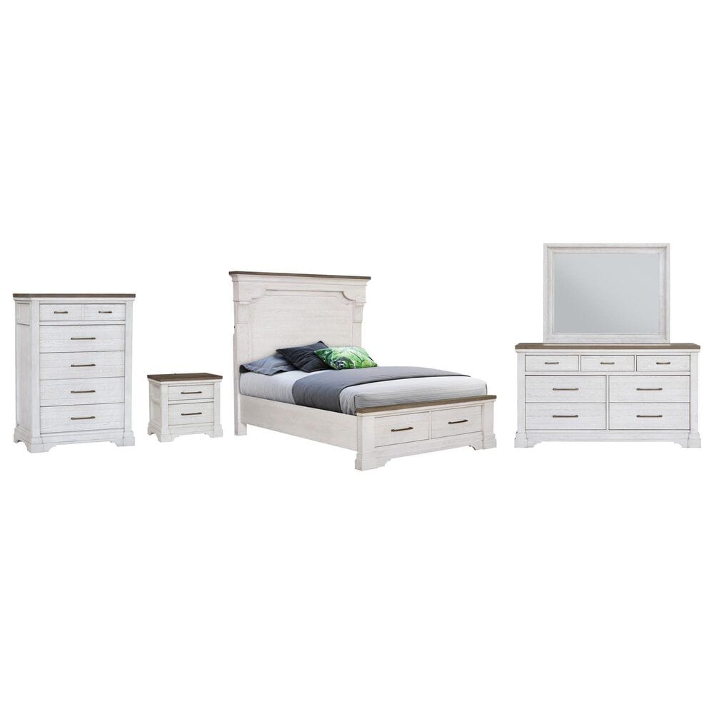 Sasha Lee 5 Piece King Storage Bedroom Set in 2 Tone Hickory, , large