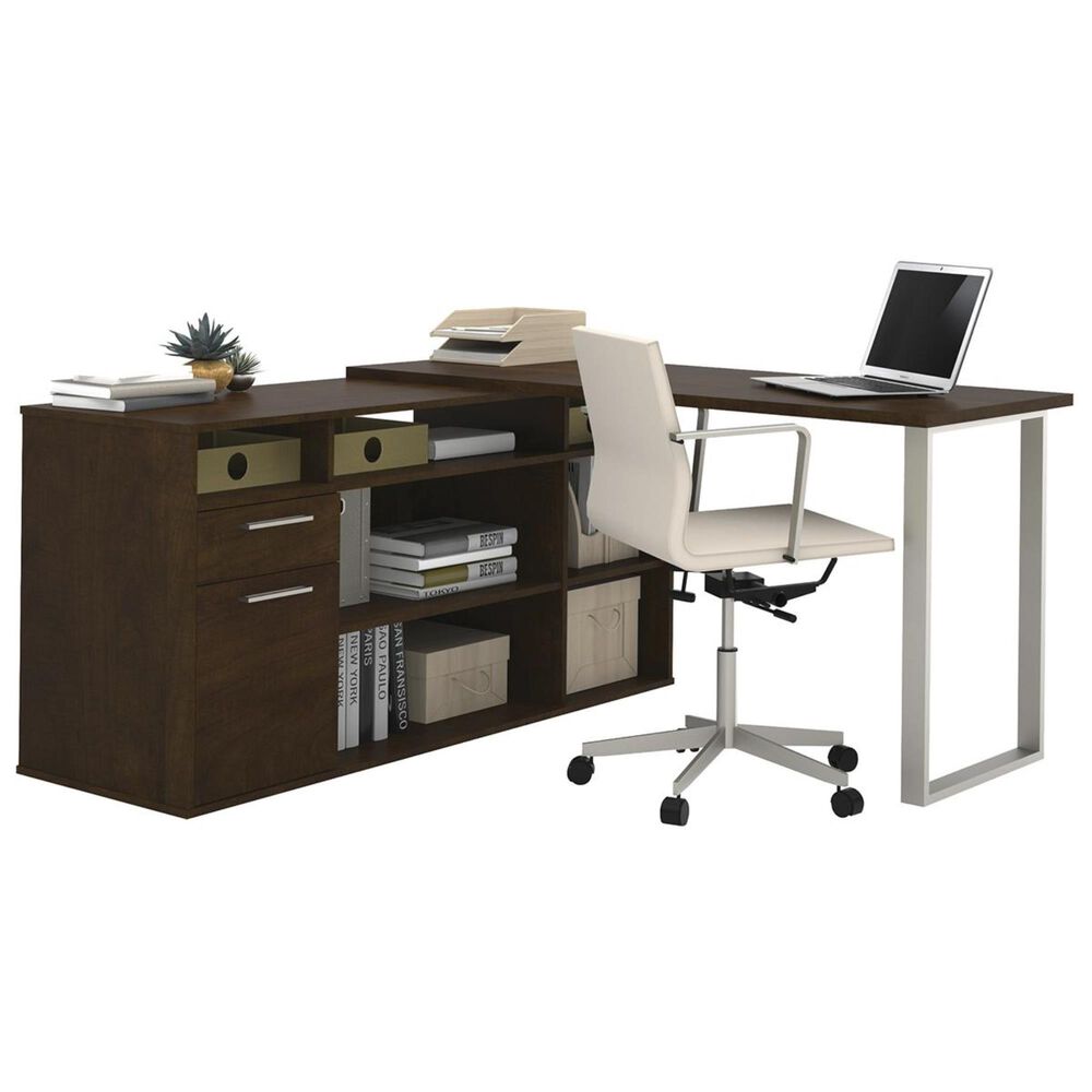 Bestar Solay LShaped Desk In Chocolate Nebraska Furniture Mart