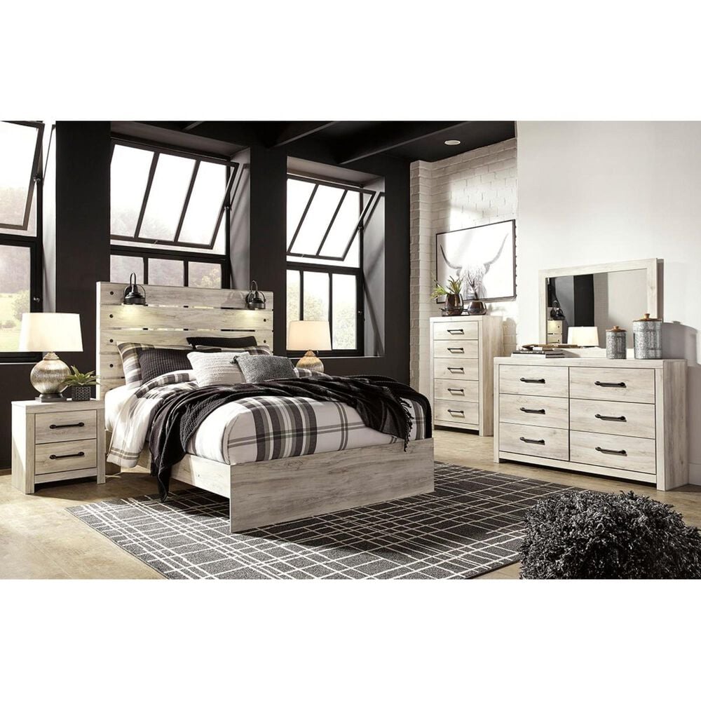 Ashley Cambeck Queen Panel Bed in Whitewash with Lighting, , large