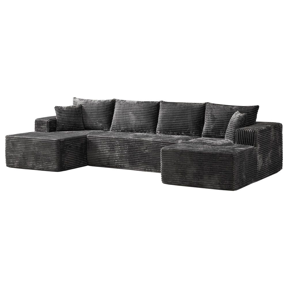 HOMLUX 134.6" Sectional Sofa with High Density Foam in Gray, , large