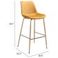 Zuo Modern Tony Extra Tall Bar Chair in Yellow/Gold, , large