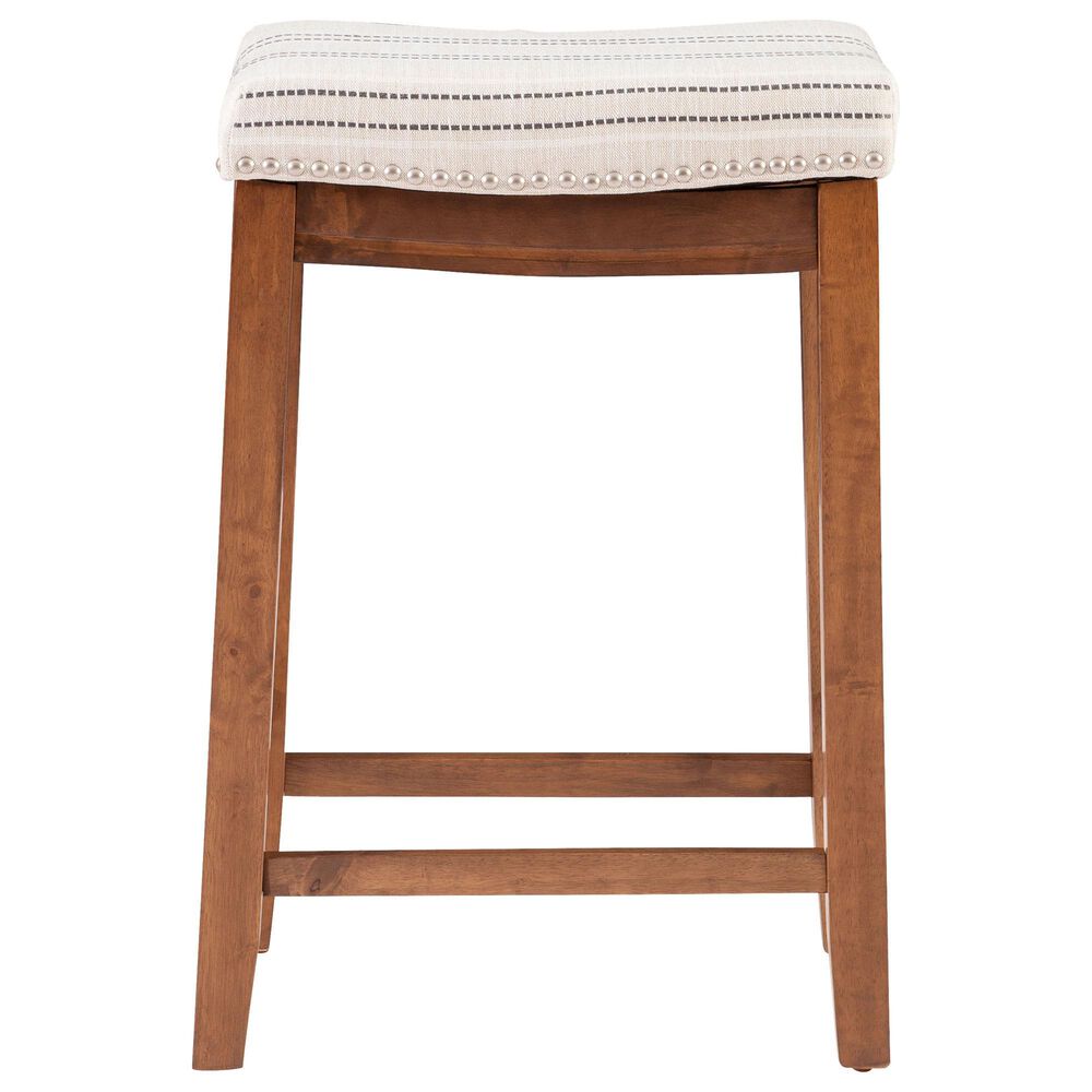 Linon Home Decor Claridge Counter Stool with Natural Cushion in Rich Brown, , large