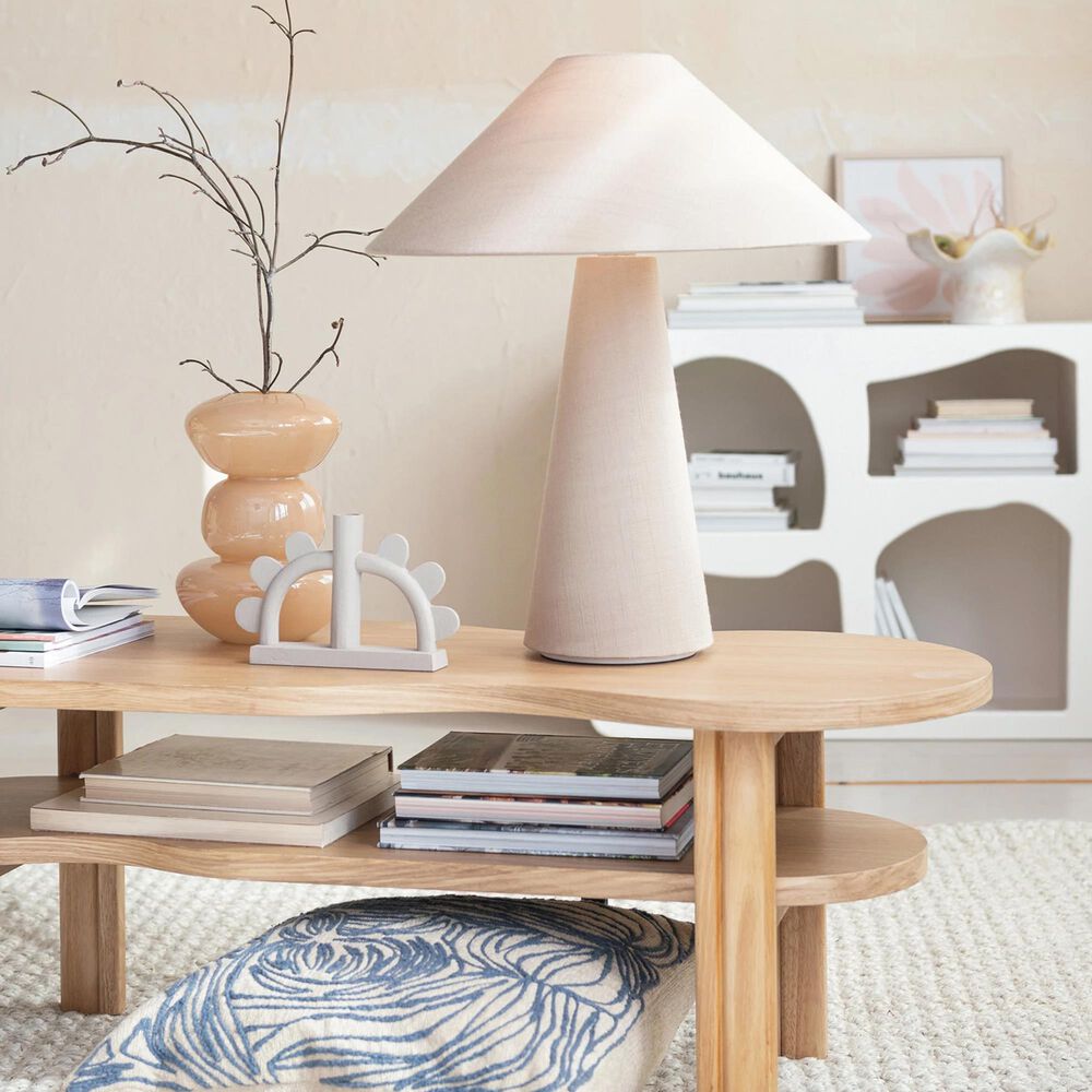 Teak Interiors Linen Table Lamp w/ Shade, , large