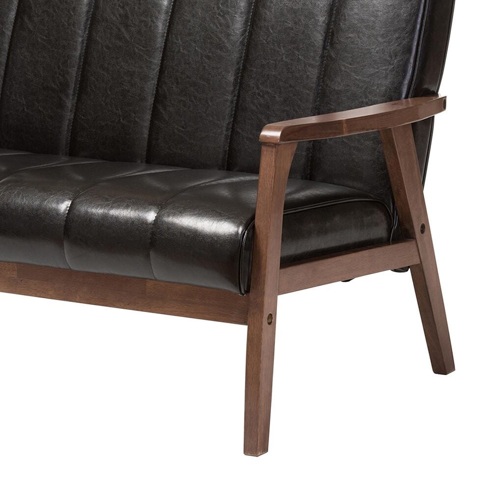 Baxton Studio Nikko Stationary Loveseat in Black, , large