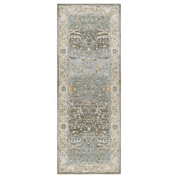 Surya Dresden Deep Teal, Dusty Sage, Taupe, Off-White, Light Gray, Olive and Mustard 2"7" x 7"3" Runner, , large