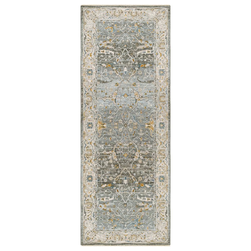 Surya Dresden Deep Teal, Dusty Sage, Taupe, Off-White, Light Gray, Olive and Mustard 2"7" x 7"3" Runner, , large