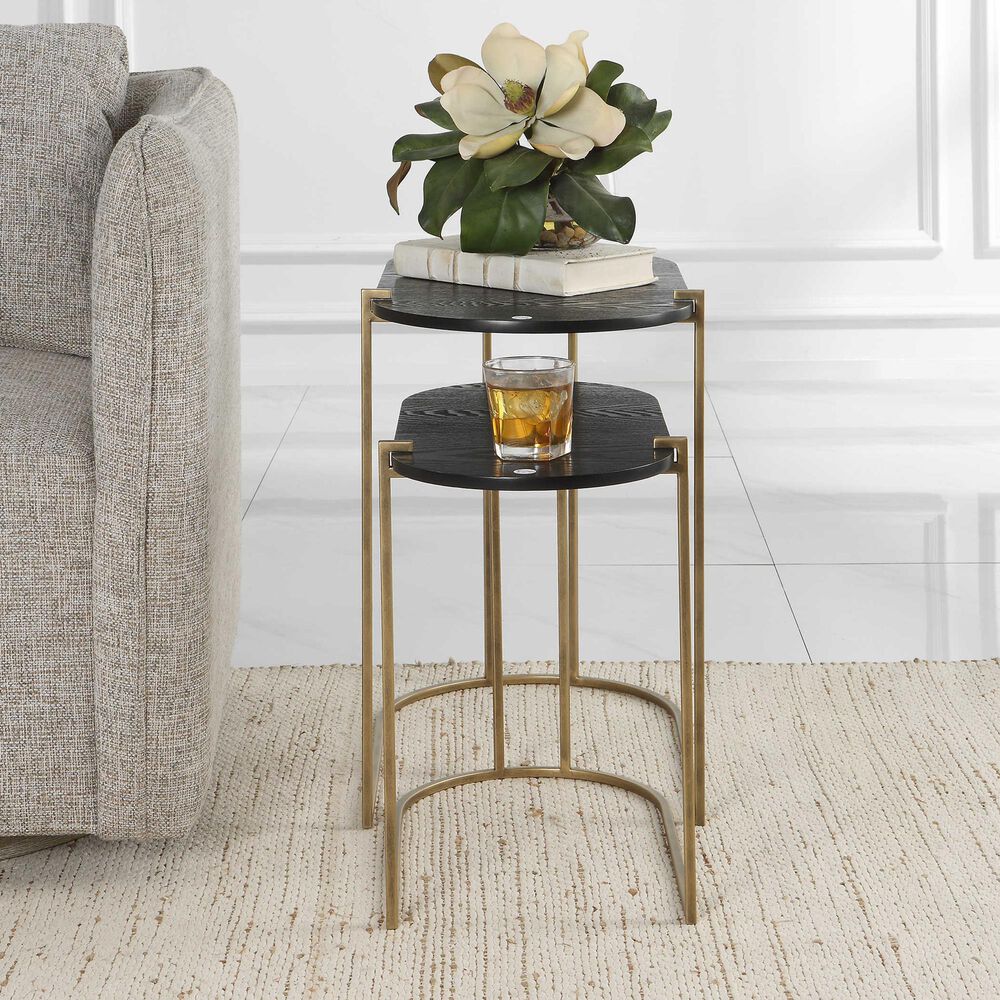 Uttermost Aztex 2-Piece Nesting Table Set in Antique Brass, , large