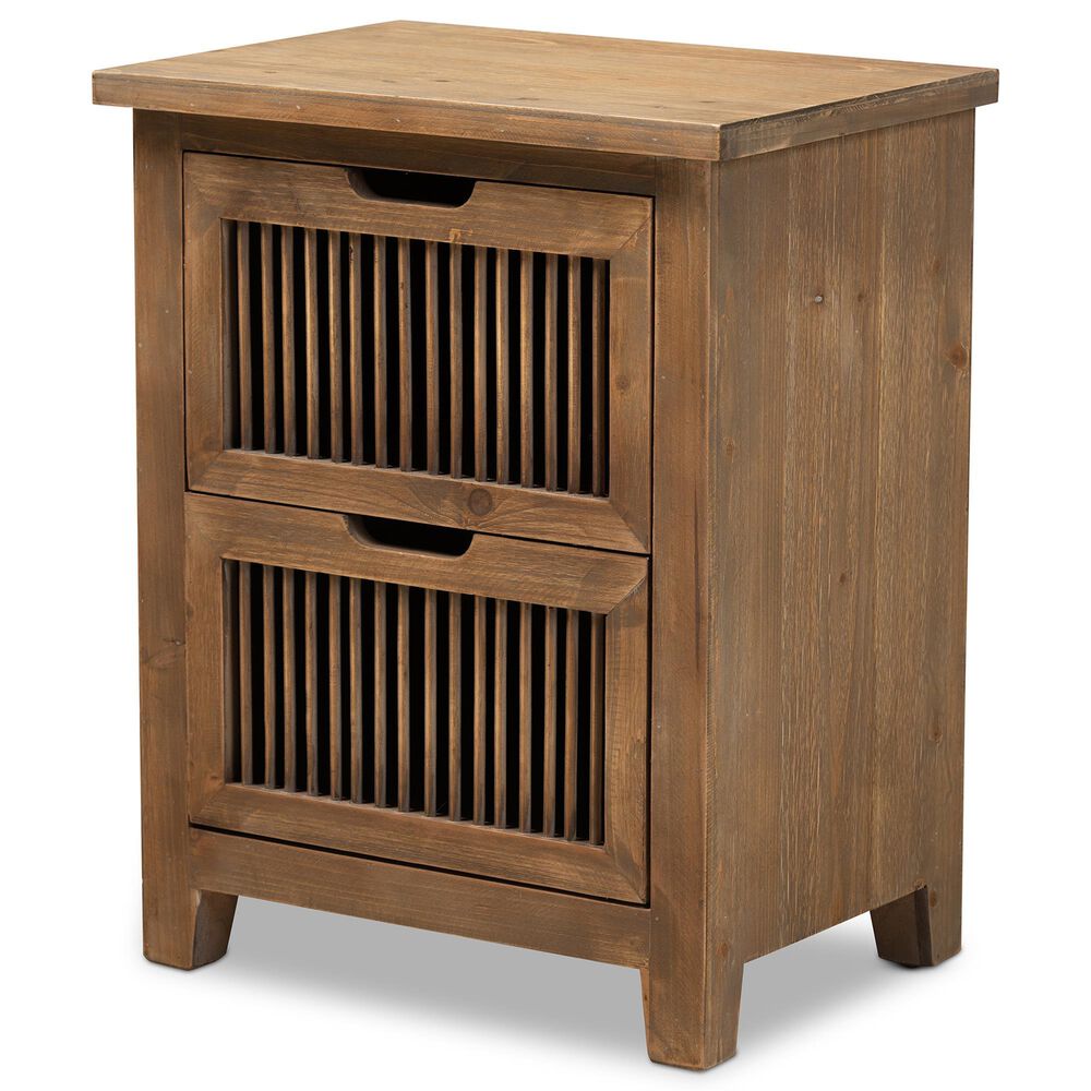 Baxton Studio Clement 2-Drawer End Table in Medium Oak, , large