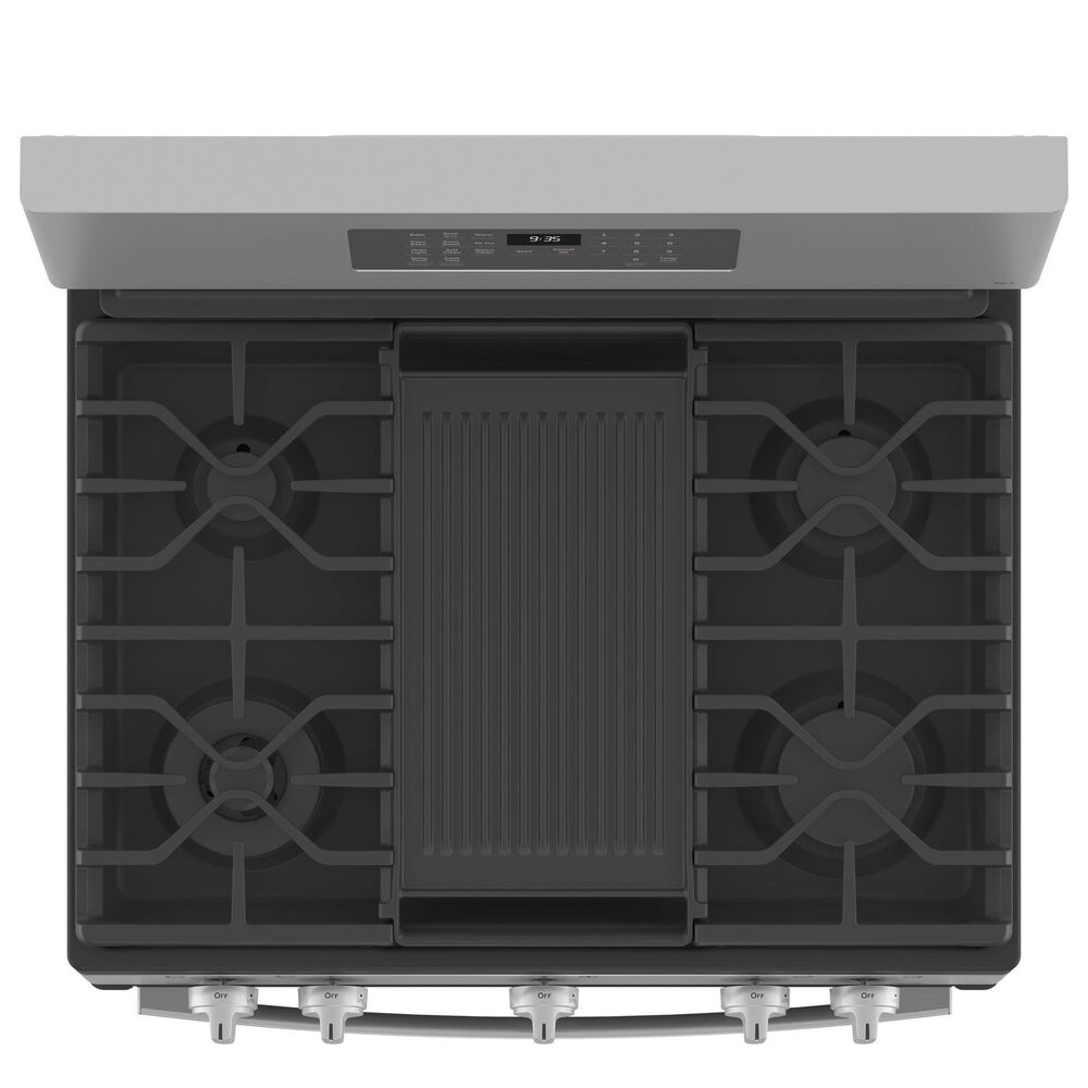 GE Profile 5.6 Cu. Ft. Smart Free-Standing Gas Range and 2.1 Cu. Ft. Over-the-Range Sensor Microwave Oven in Fingerprint Resistant Stainless Steel, , large
