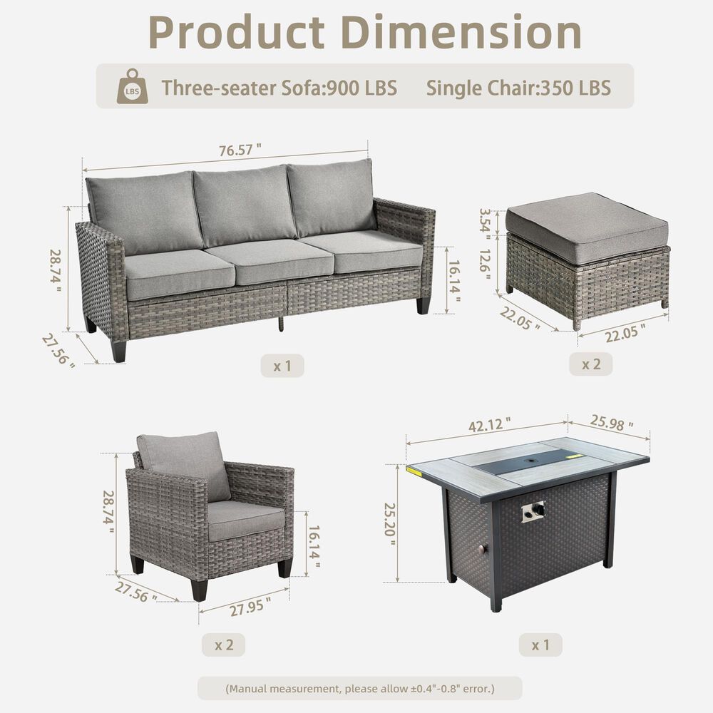 HOMLUX 6-Piece Patio Set in Dark Grey, , large