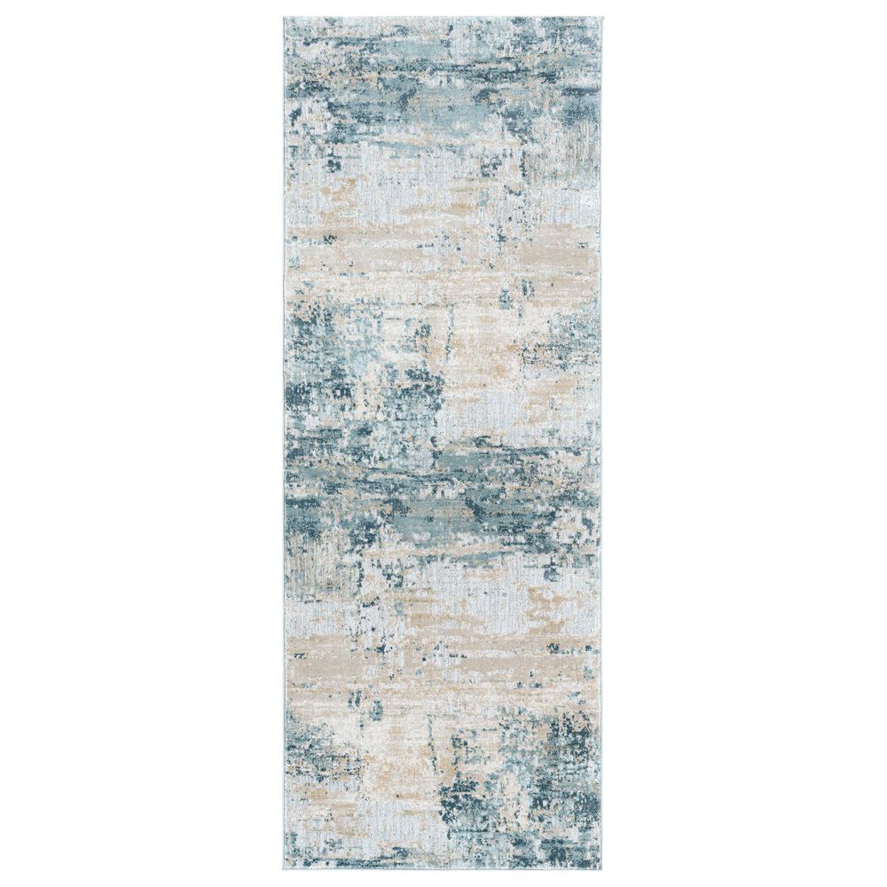 Surya Brunswick 2"7" x 10" Sage, Gray, White and Blue Runner, , large