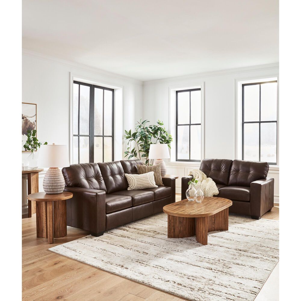 Ashley Santorine Stationary Loveseat in Dark Brown, , large