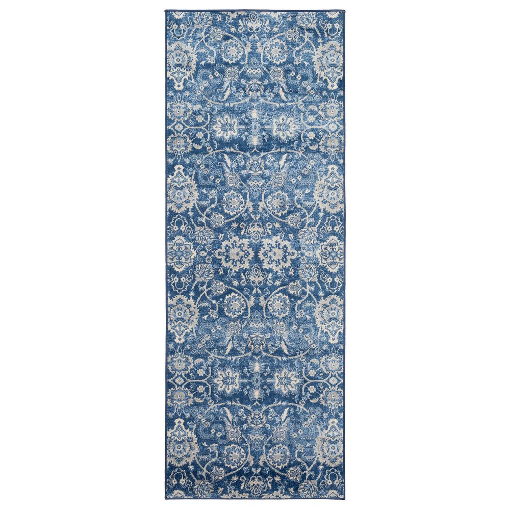 Surya Monaco MOC-2307 2'6" x 8' Bright Blue, Khaki and Gray Scatter Rug, , large
