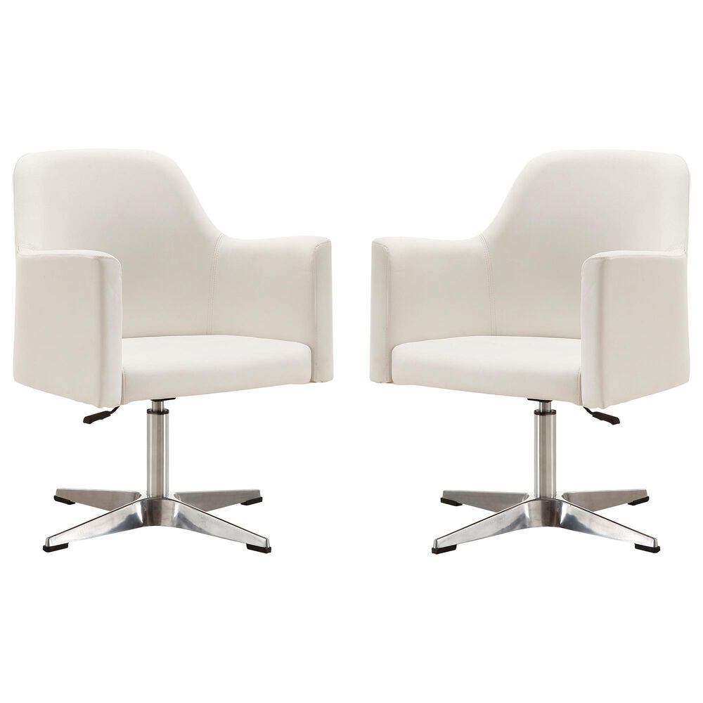 Dayton Pelo Adjustable Swivel Accent Chair in White (Set of 2), , large