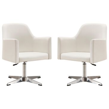 Dayton Pelo Adjustable Swivel Accent Chair in White (Set of 2), , large