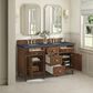 James Martin Vanities Lorelai 60" Double Vanity in Mid-Century Walnut with 3 cm Charcoal Soapstone Quartz Top, , large