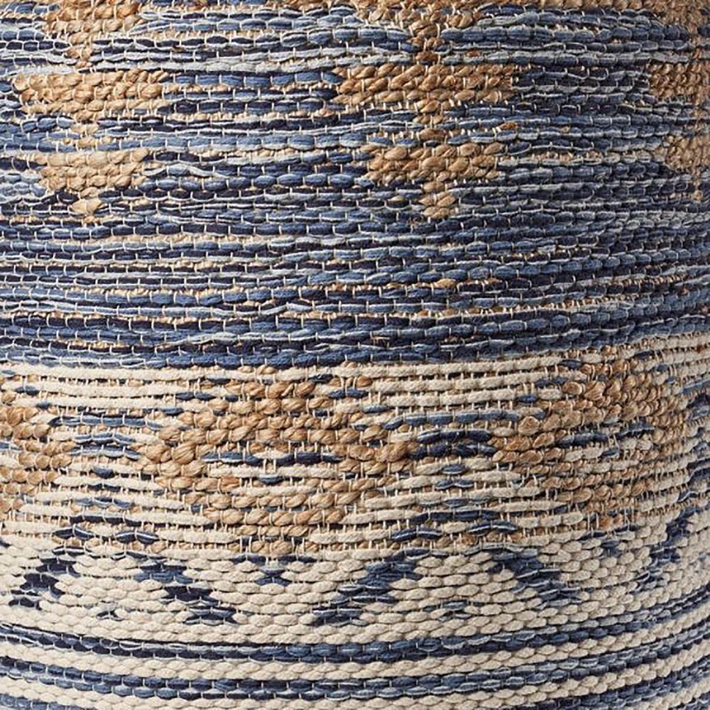 L.R. RESOURCES Decorative Pouf in Natural, Navy and Gray, , large