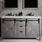 Lexora Home Marsyas 60" Double Bathroom Vanity in Ash Grey with White Quartz Top and Rectangular Sinks, , large