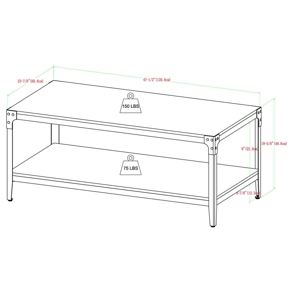 Walker Edison Angle Iron Coffee Table in Grey Wash, , large