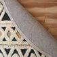 L&R Resources Sinuous Geometric Diamonds 4" Round Blue and Cream Area Rug, , large