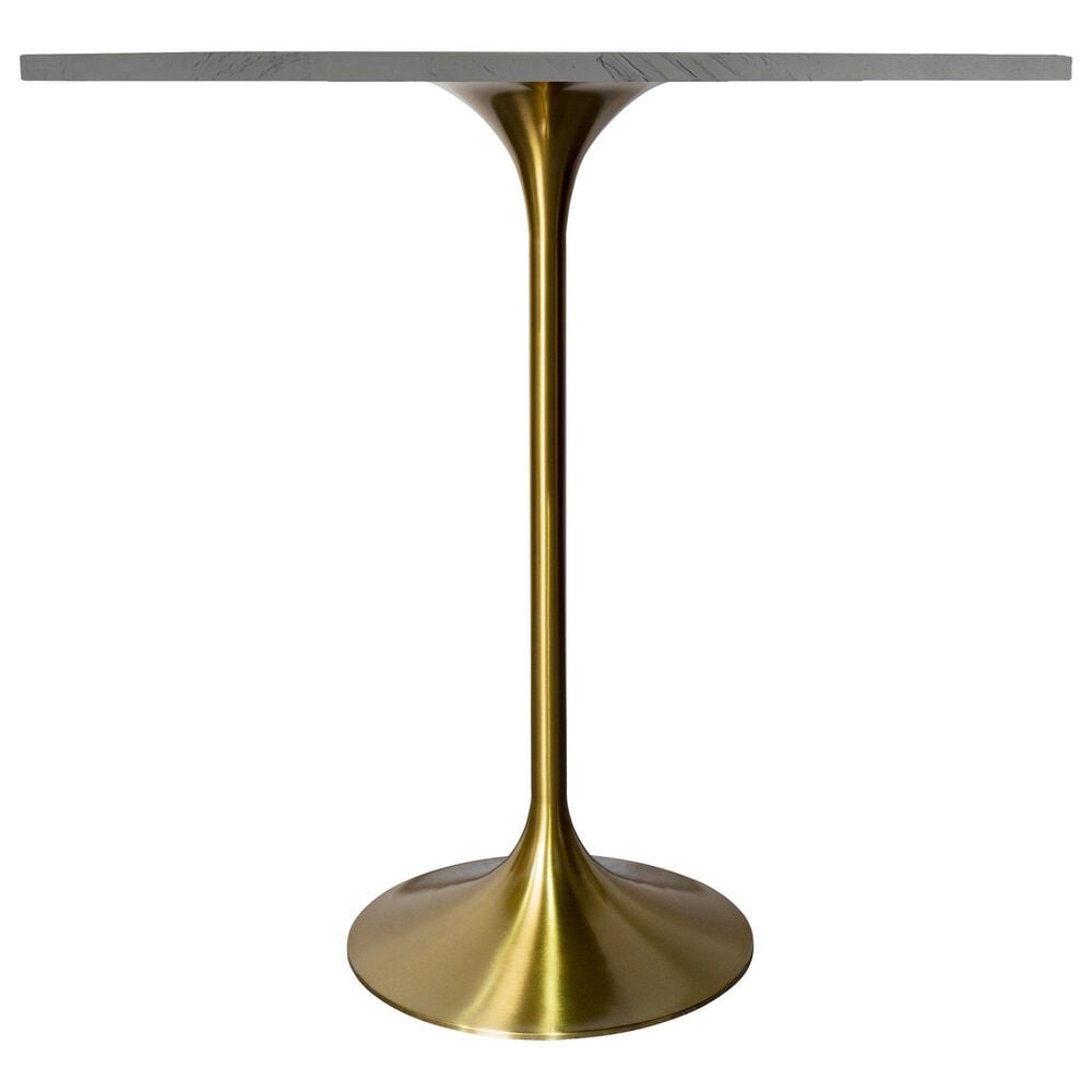 Leisuremod Verve 48&quot; Round Bar Height Dining Table with Resin Top in Brushed Gold and White - Table Only, , large