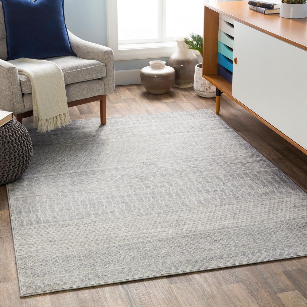 Surya Monaco MOC-2304 7&#39;9&quot; x 10&#39;3&quot; Silver, Gray and Cream Area Rug, , large