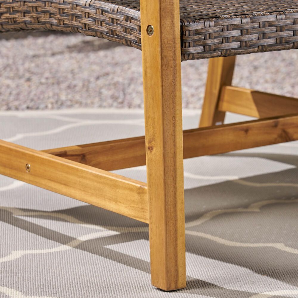 Hearth and Haven Hampton Outdoor Wicker Sofa with Wooden Frame in Grey and Natural, , large