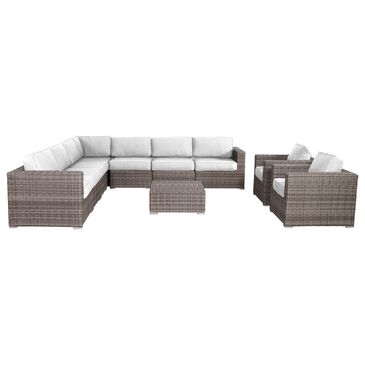 Living Source International 10-Piece Patio Sectional Set with Canvas Cushion in Mixed Grey, , large