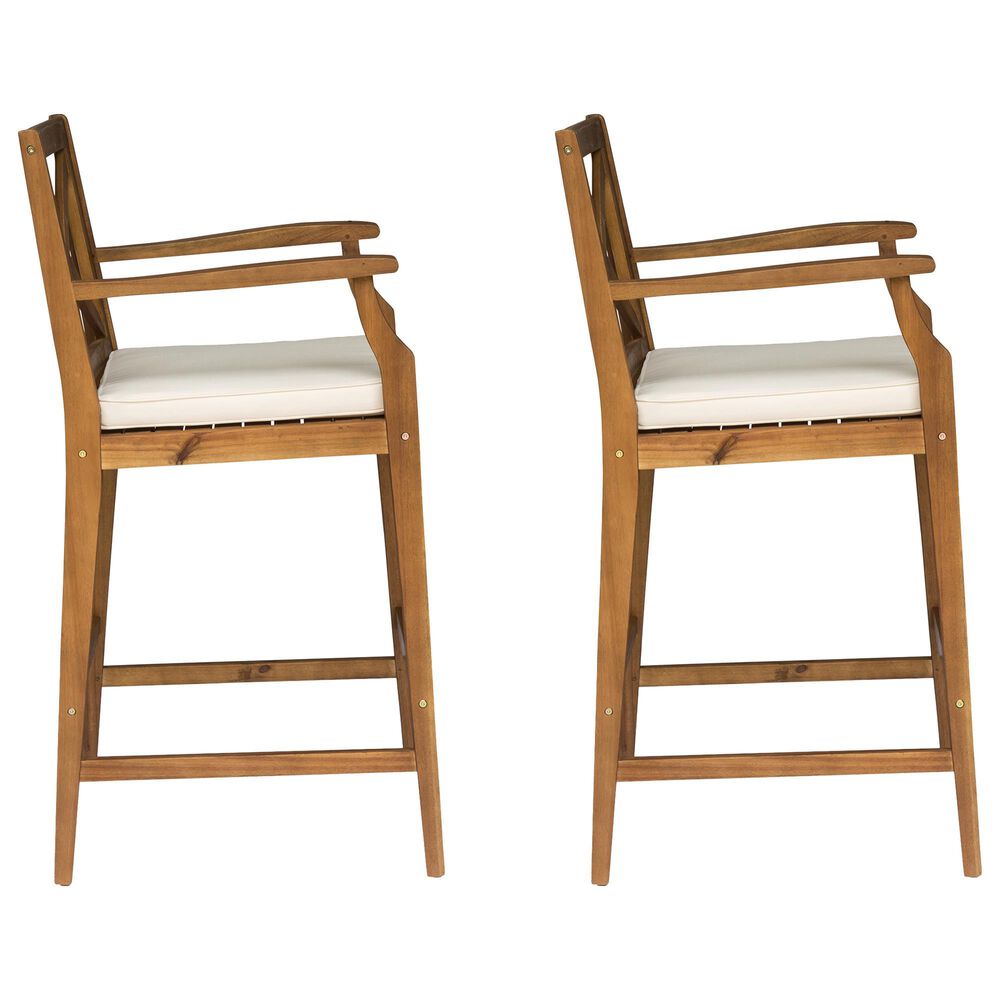 Hearth and Haven Perla Outdoor Bar Stool with Cushion in Brown &#40;Set of 2&#41;, , large