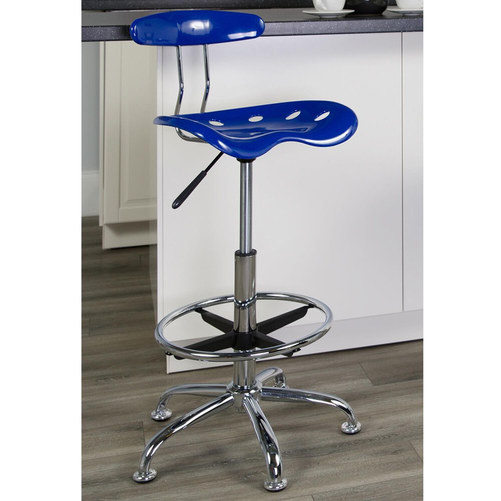 Flash Furniture Vibrant Drafting Stool in Blue, , large