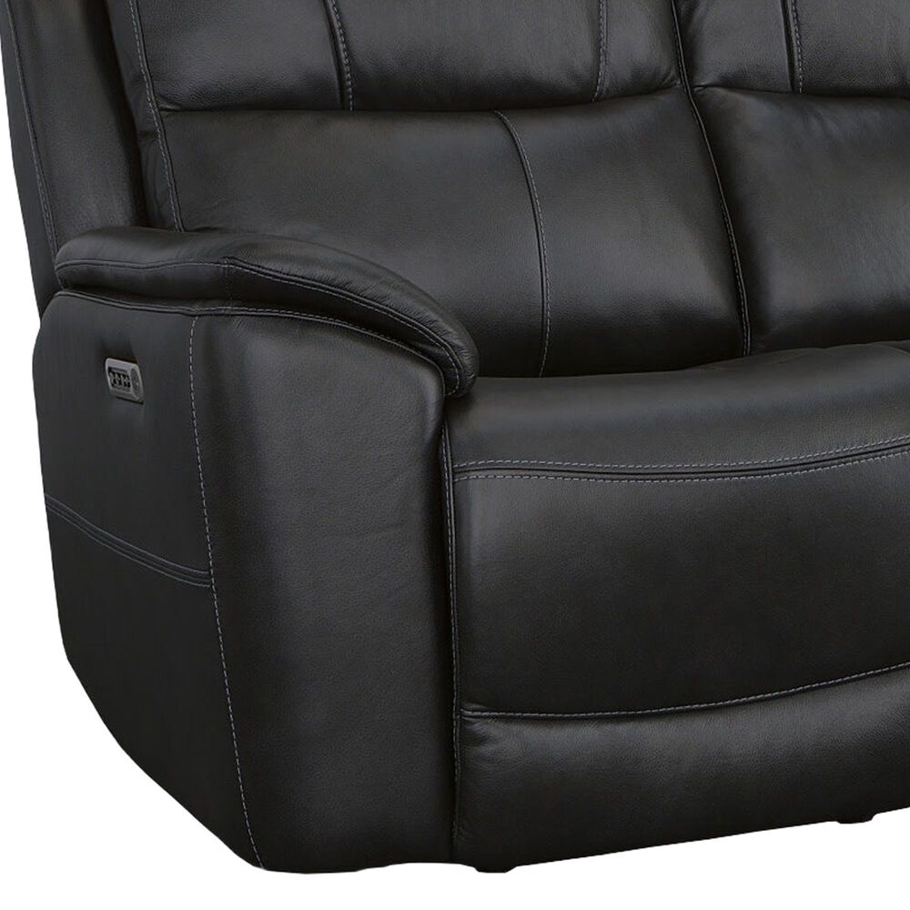 Flexsteel Crew 2-Piece Leather Power Reclining Living Room Set in Raven, , large