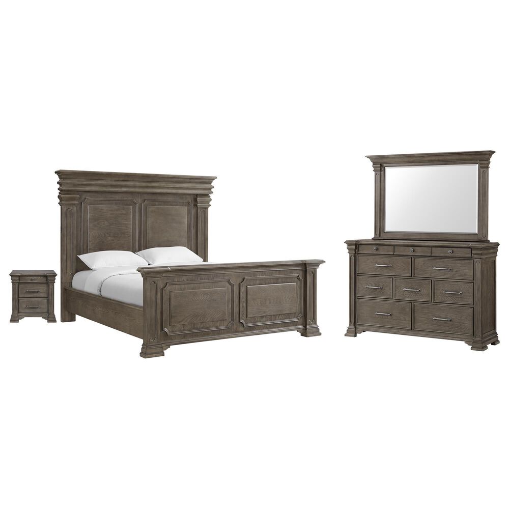 Mayberry Hill Kings Court 4 Piece King Panel Bedroom Set in Grey, , large