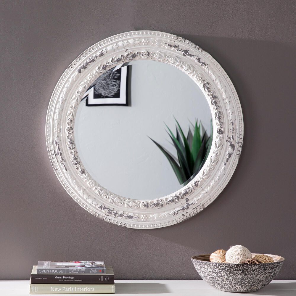 Carvely Mirror in Whitewashed and Distressed Gray, , large