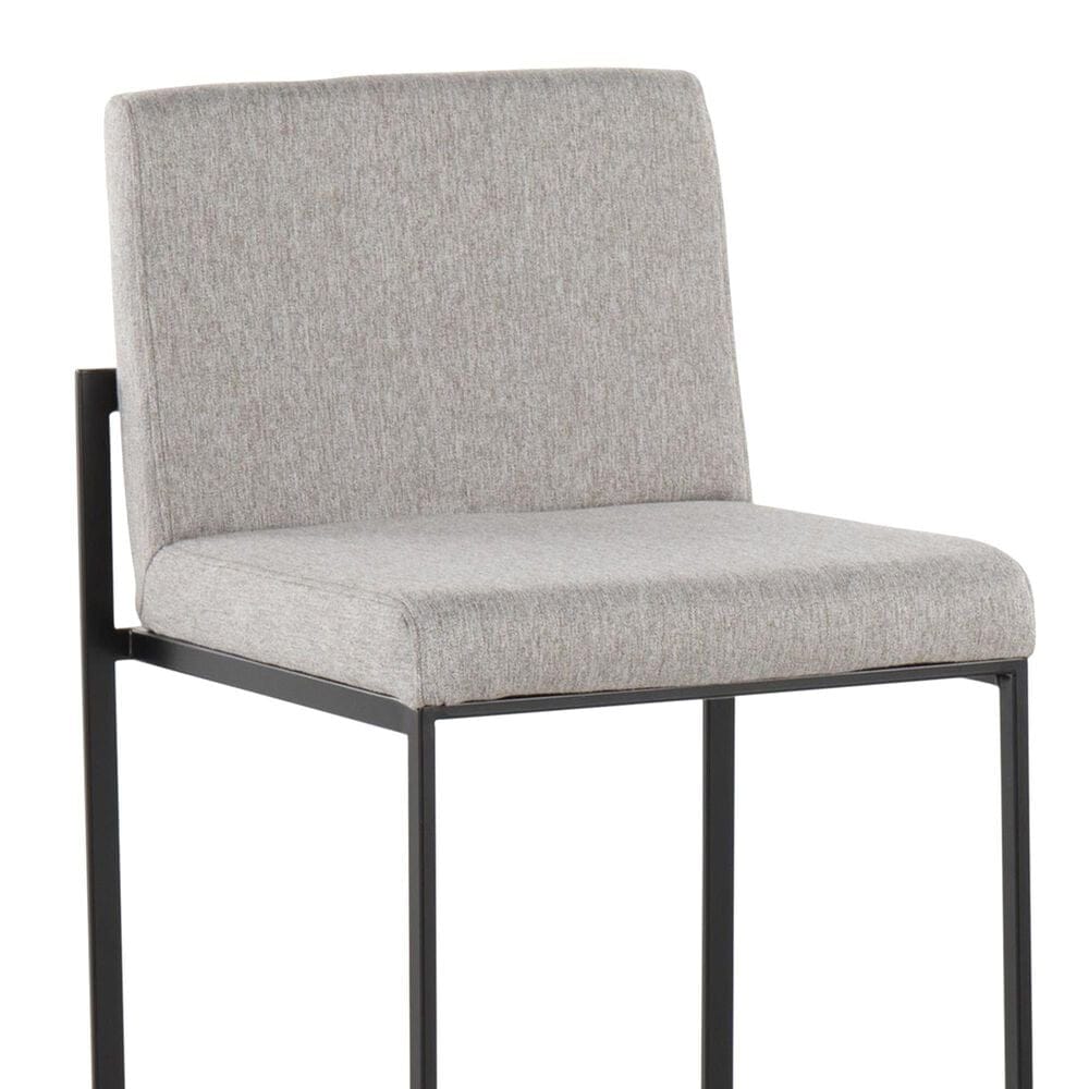 Lumisource Fuji High Back Barstool with Grey Fabric in Black &#40;Set of 2&#41;, , large