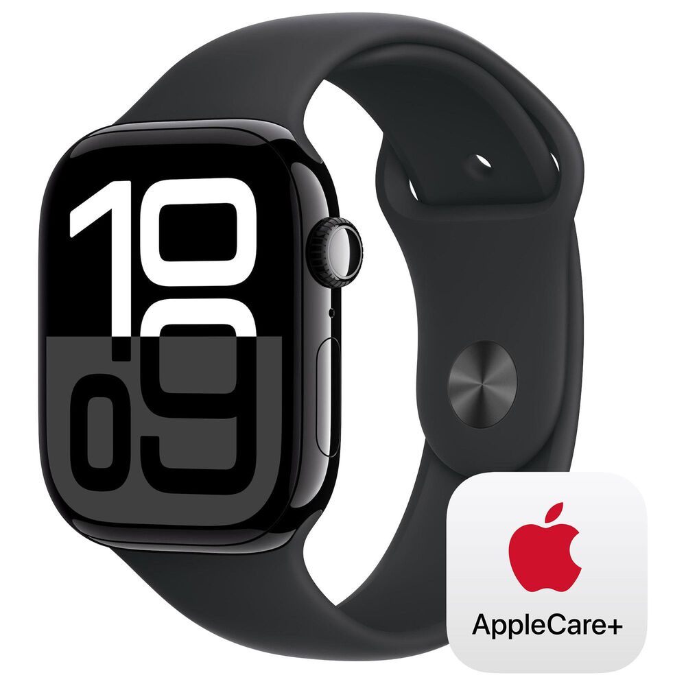 Apple Watch Series 10 GPS + Cellular 46mm Jet Black Aluminum Case with Black Sport Band - S/M, , large