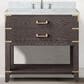 Lexora Home Norwalk 36" Single Bathroom Vanity in Brown Oak with White Carrara Marble Top and Rectangle Sink, , large