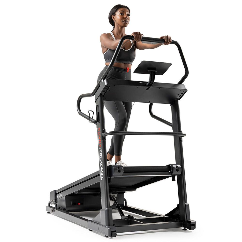 Sunny Health &amp; Fitness Premium Ultimate Incline Decline Folding Treadmill in Black and Red, , large